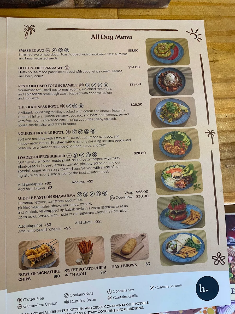 Menu, Hunter Cafe