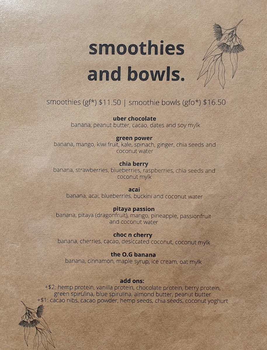 Menu, Hunter Cafe