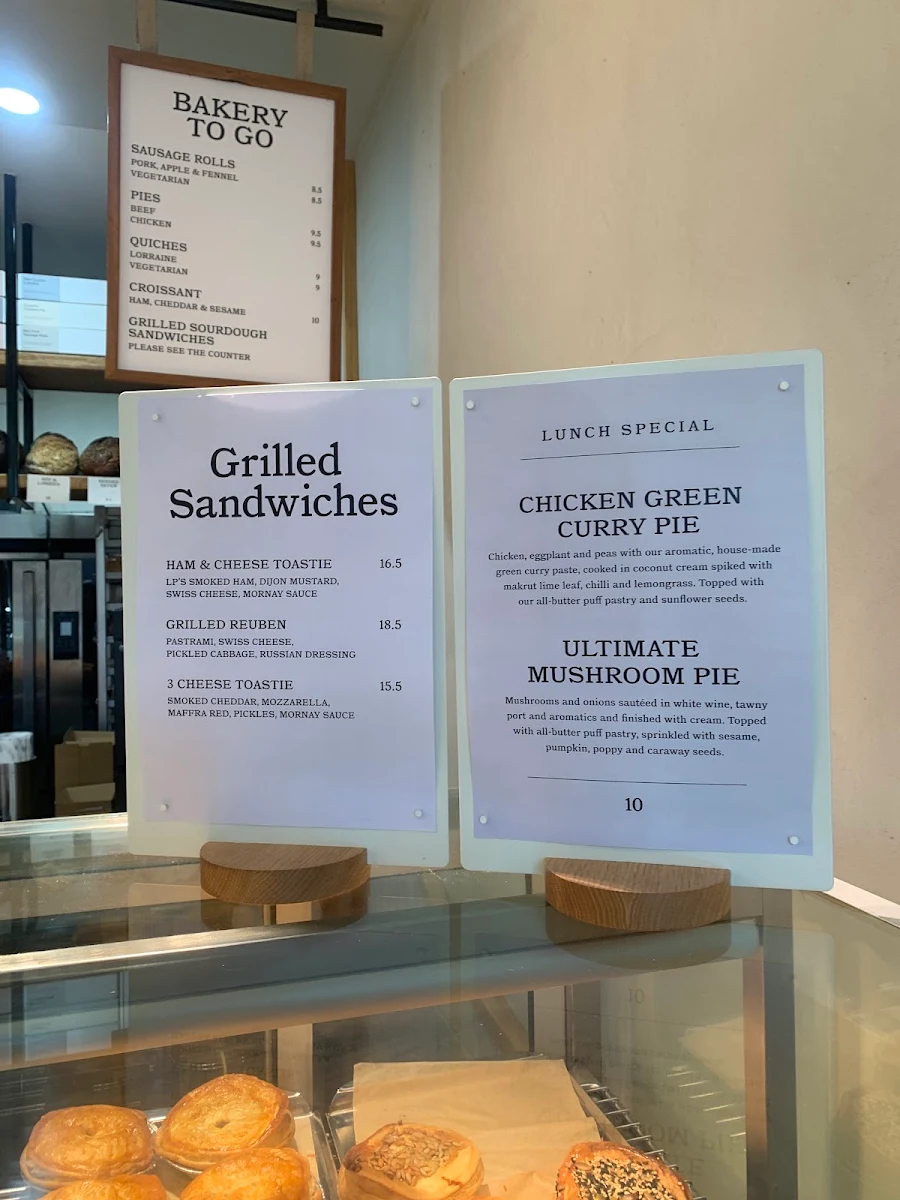 Menu, Sonoma Bakery Bowral