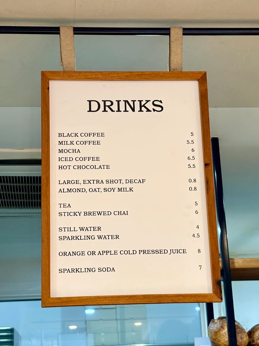 Menu, Sonoma Bakery Bowral
