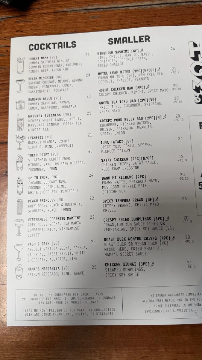 Menu, Hochi Mama Richmond