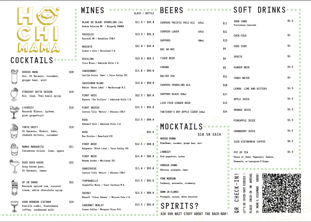 Menu, Hochi Mama Richmond