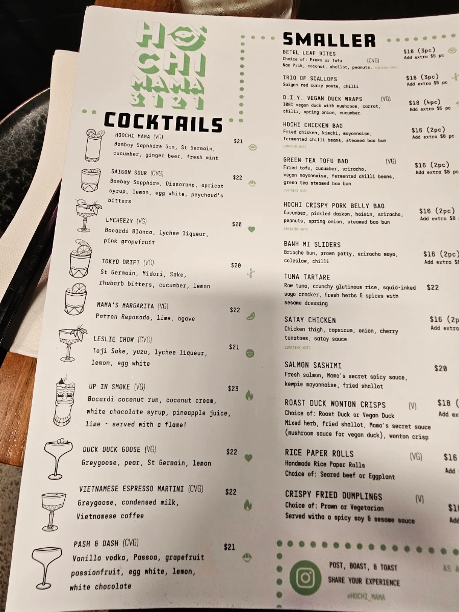 Menu, Hochi Mama Richmond