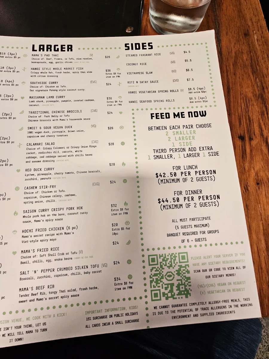 Menu, Hochi Mama Richmond