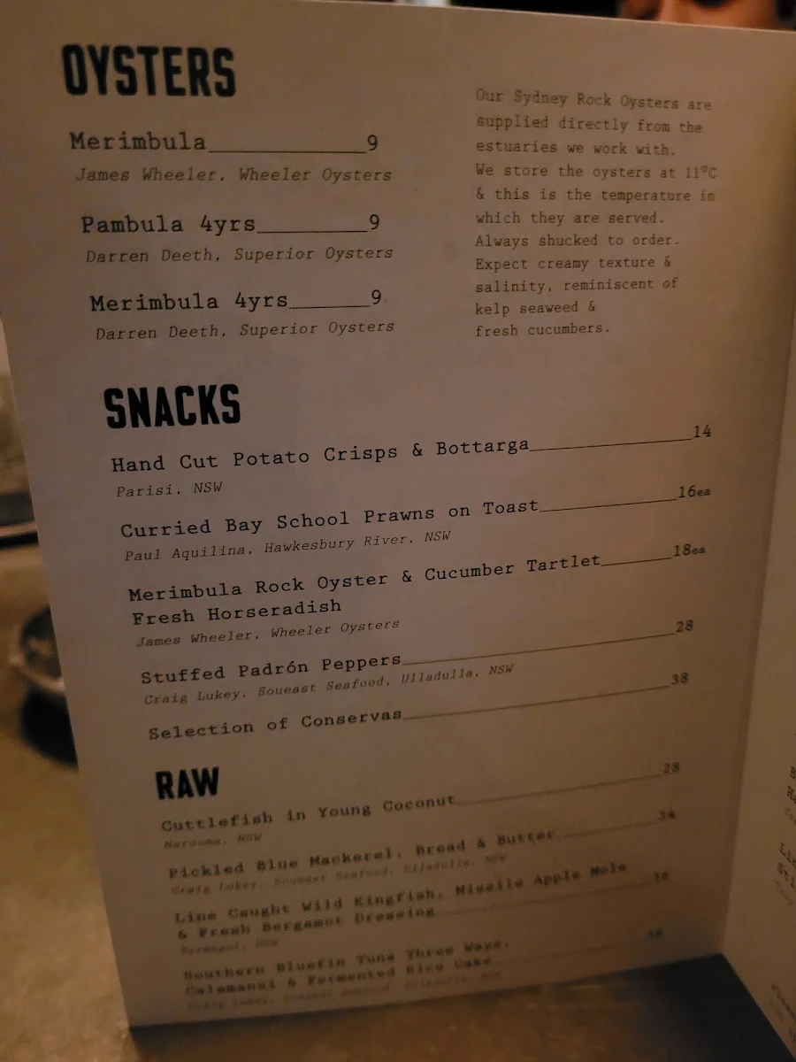 Menu, Mister Grotto Newtown