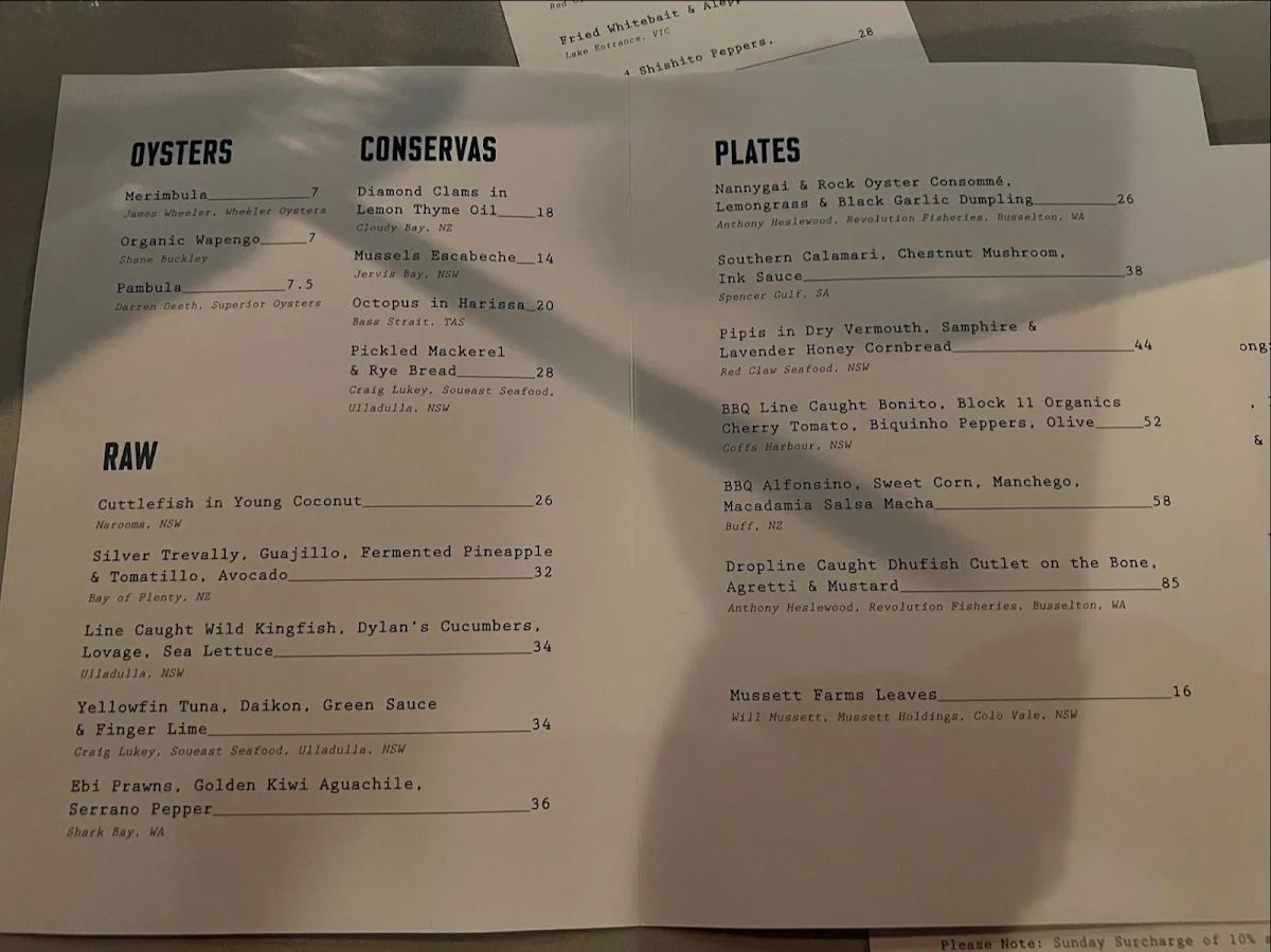 Menu, Mister Grotto Newtown