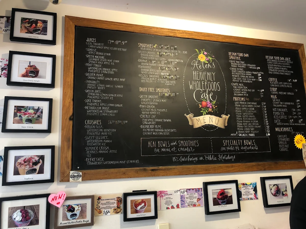 Menu, Helen's Heavenly Wholefoods Cafe