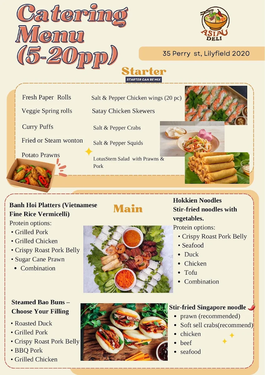 Menu, Asian Deli Vietnamese Thai & Coffee Restaurant