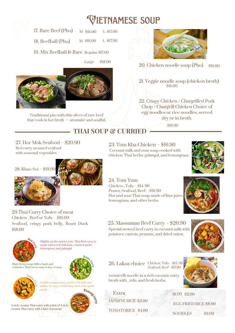 Menu, Asian Deli Vietnamese Thai & Coffee Restaurant