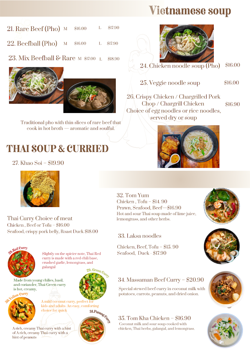 Menu, Asian Deli Vietnamese Thai & Coffee Restaurant