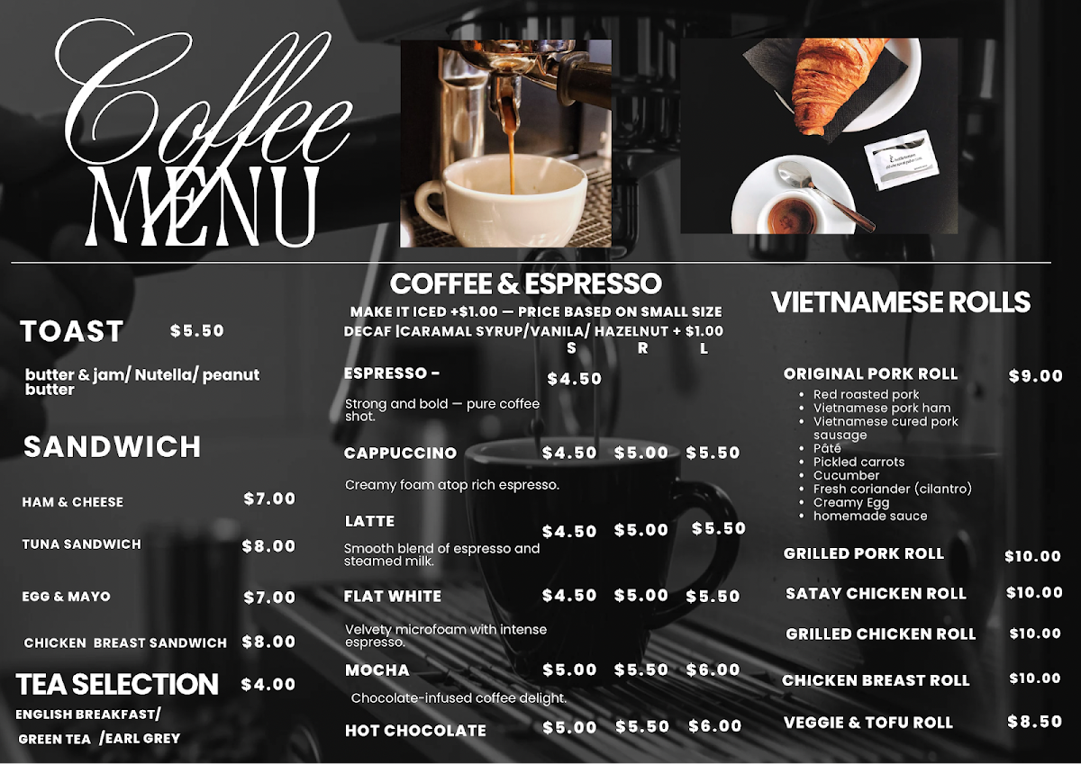 Menu, Asian Deli Vietnamese Thai & Coffee Restaurant