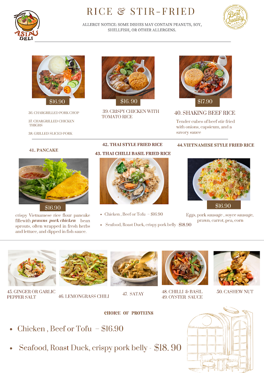 Menu, Asian Deli Vietnamese Thai & Coffee Restaurant
