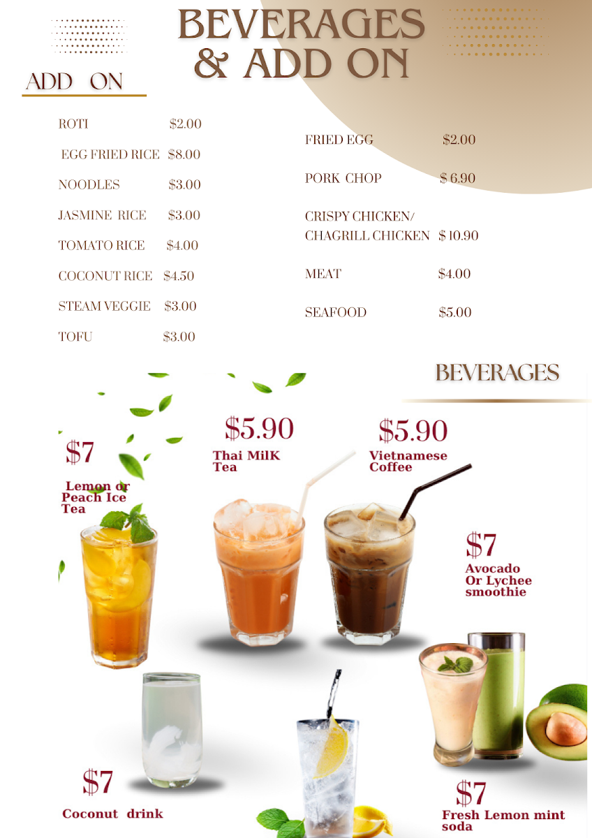 Menu, Asian Deli Vietnamese Thai & Coffee Restaurant