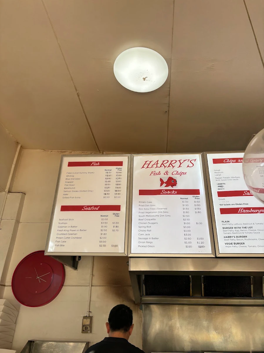 Menu, Harry's Fish & Chips In Blackburn South