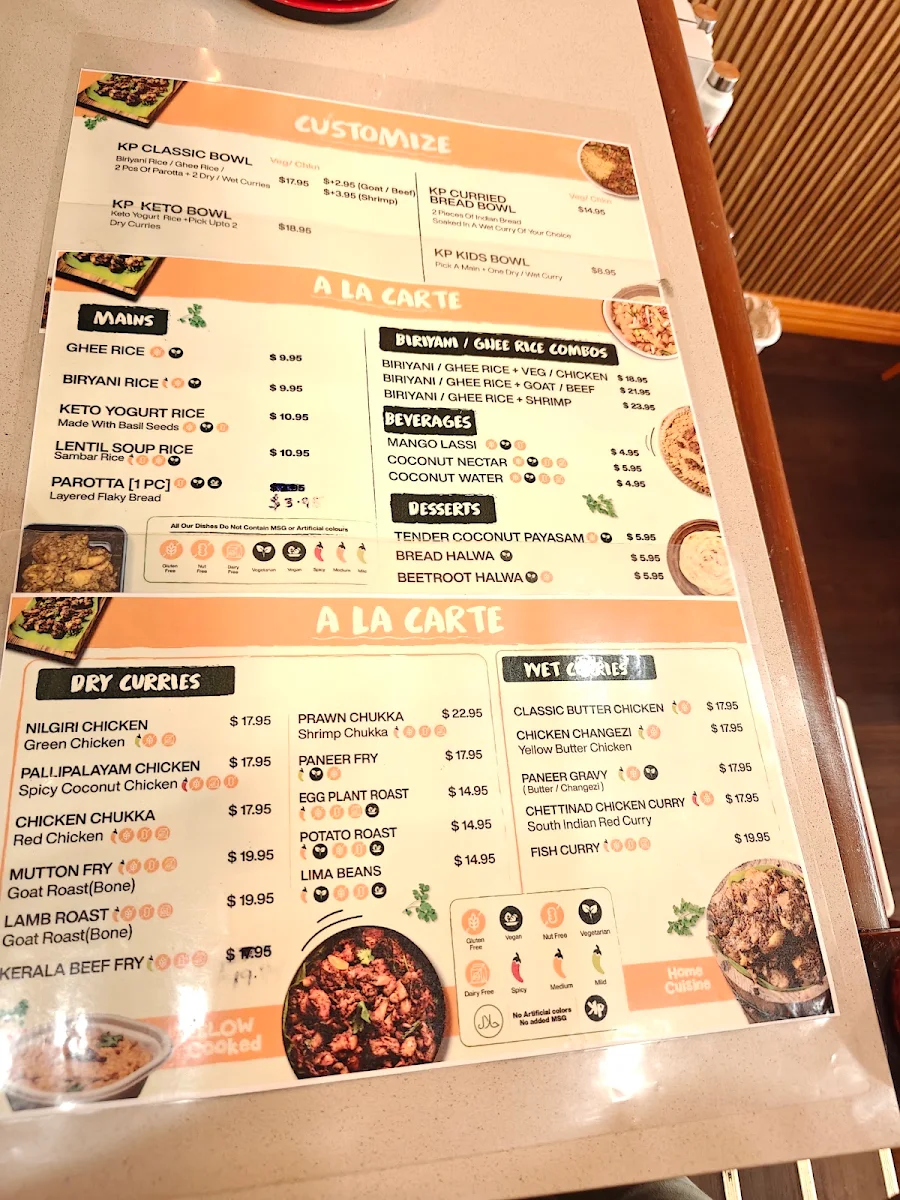 Menu, Kolapasi Maylands - Indian Restaurant