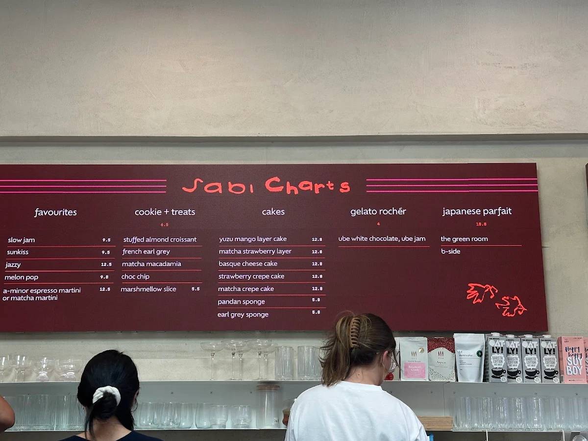 Menu, Sabi Sounds Listening Café & Record Lounge