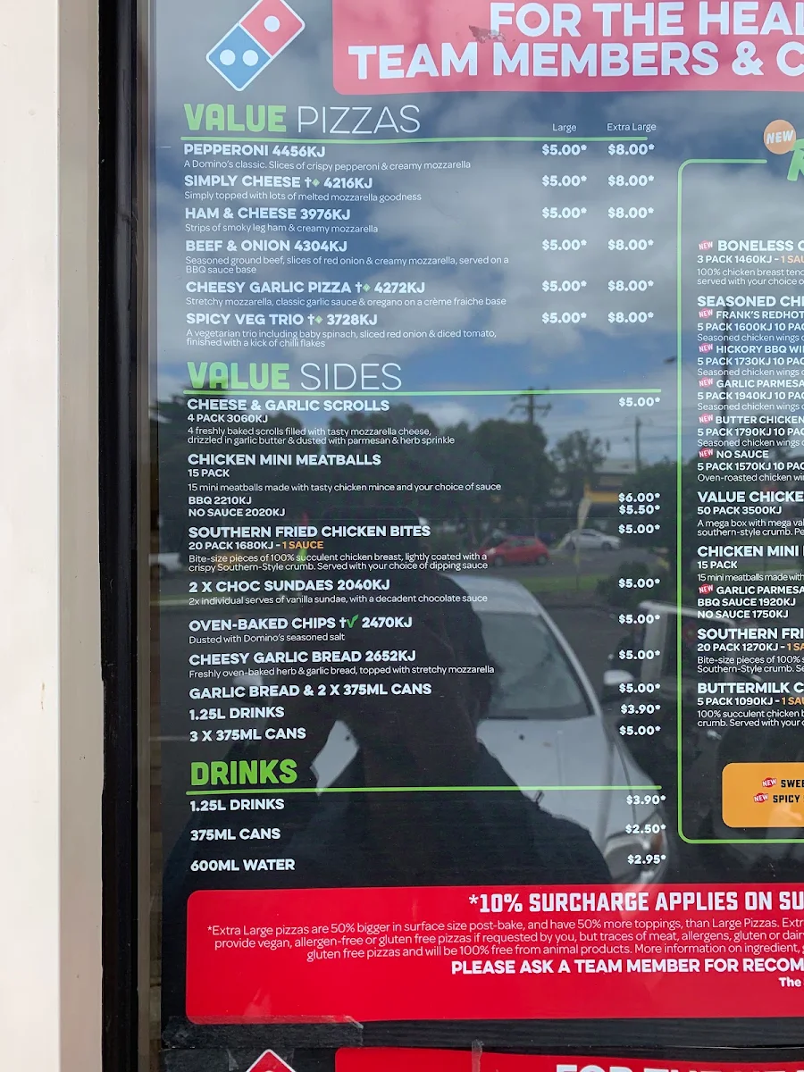 Menu, Domino's Pizza Maribyrnong