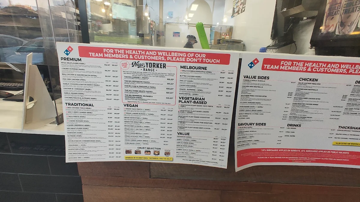 Menu, Domino's Pizza Maribyrnong