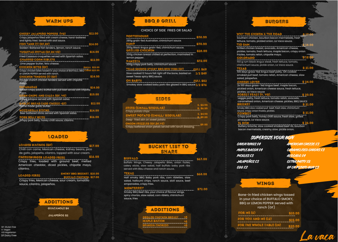 Menu, La vaca