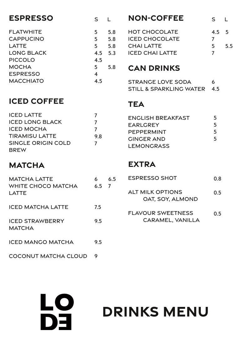 Menu, Lode Pies & Pastries Circular Quay