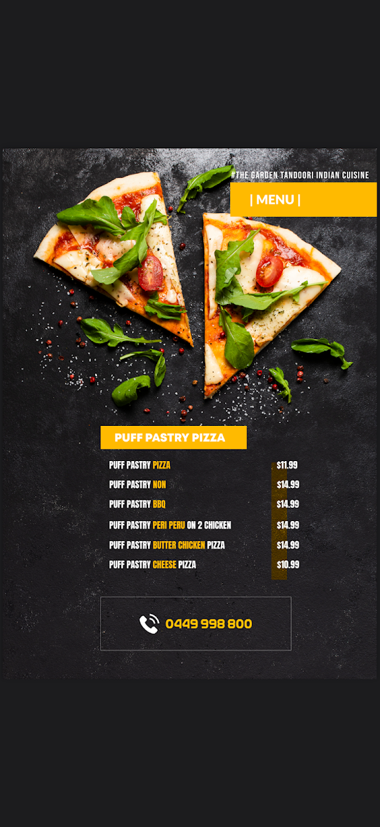 Menu, The Garden Tandoori