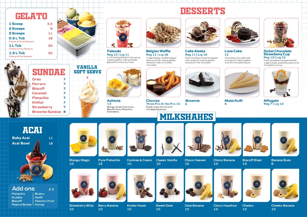Menu, SNOWBAR