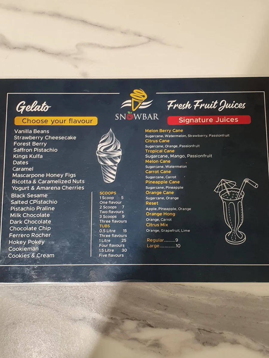 Menu, SNOWBAR