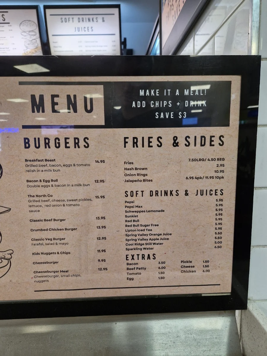 Menu, Top End Burger Co