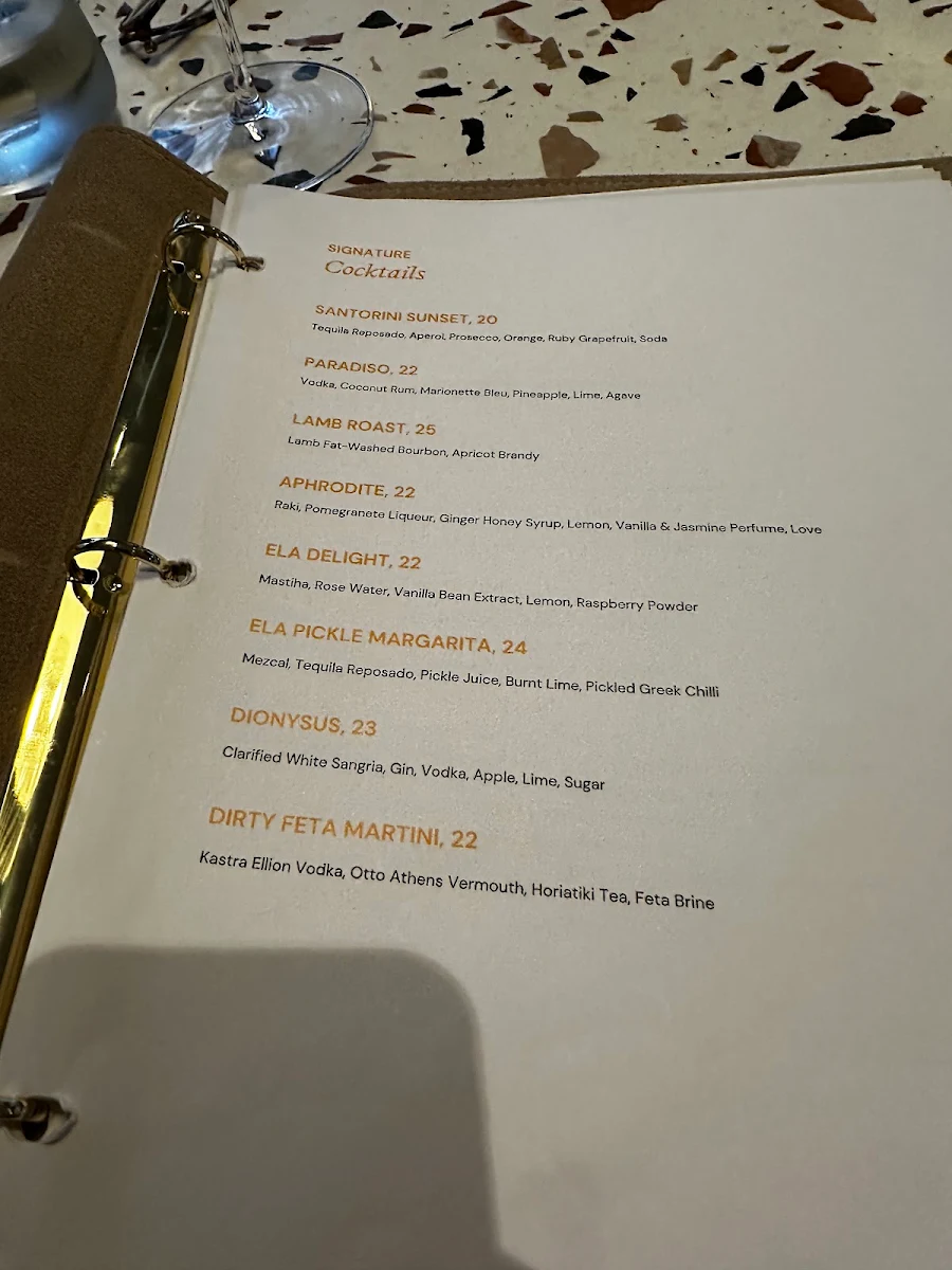 Menu, Ela Ela