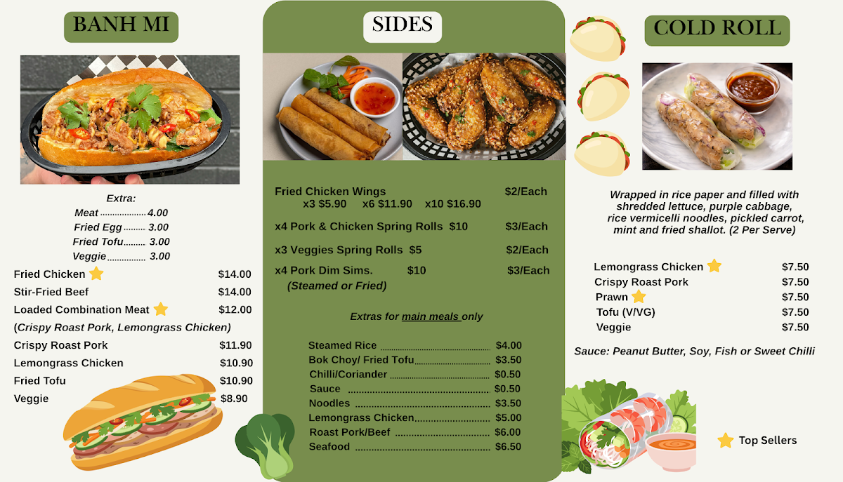 Menu, Viet Canteen Takeaway