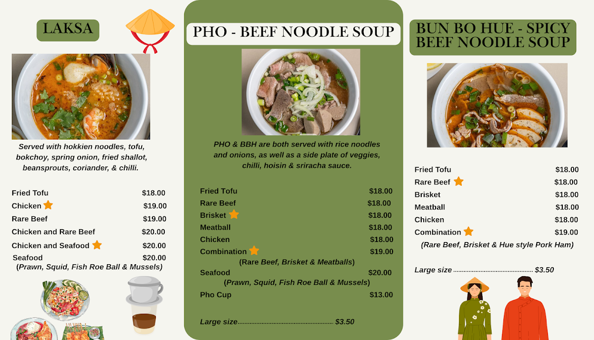 Menu, Viet Canteen Takeaway