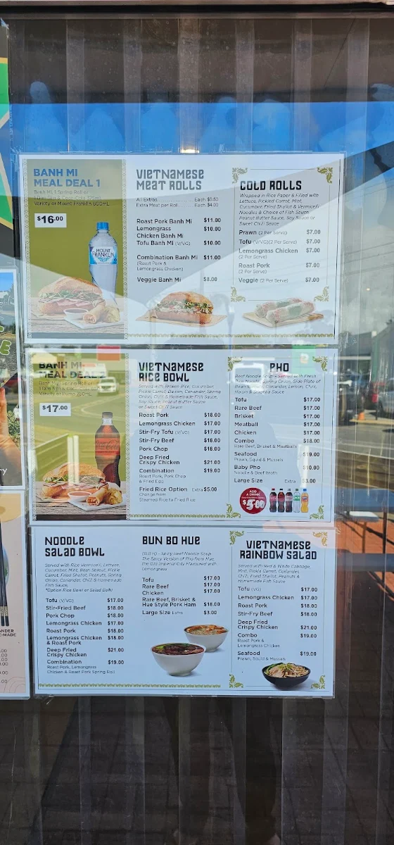 Menu, Viet Canteen Takeaway