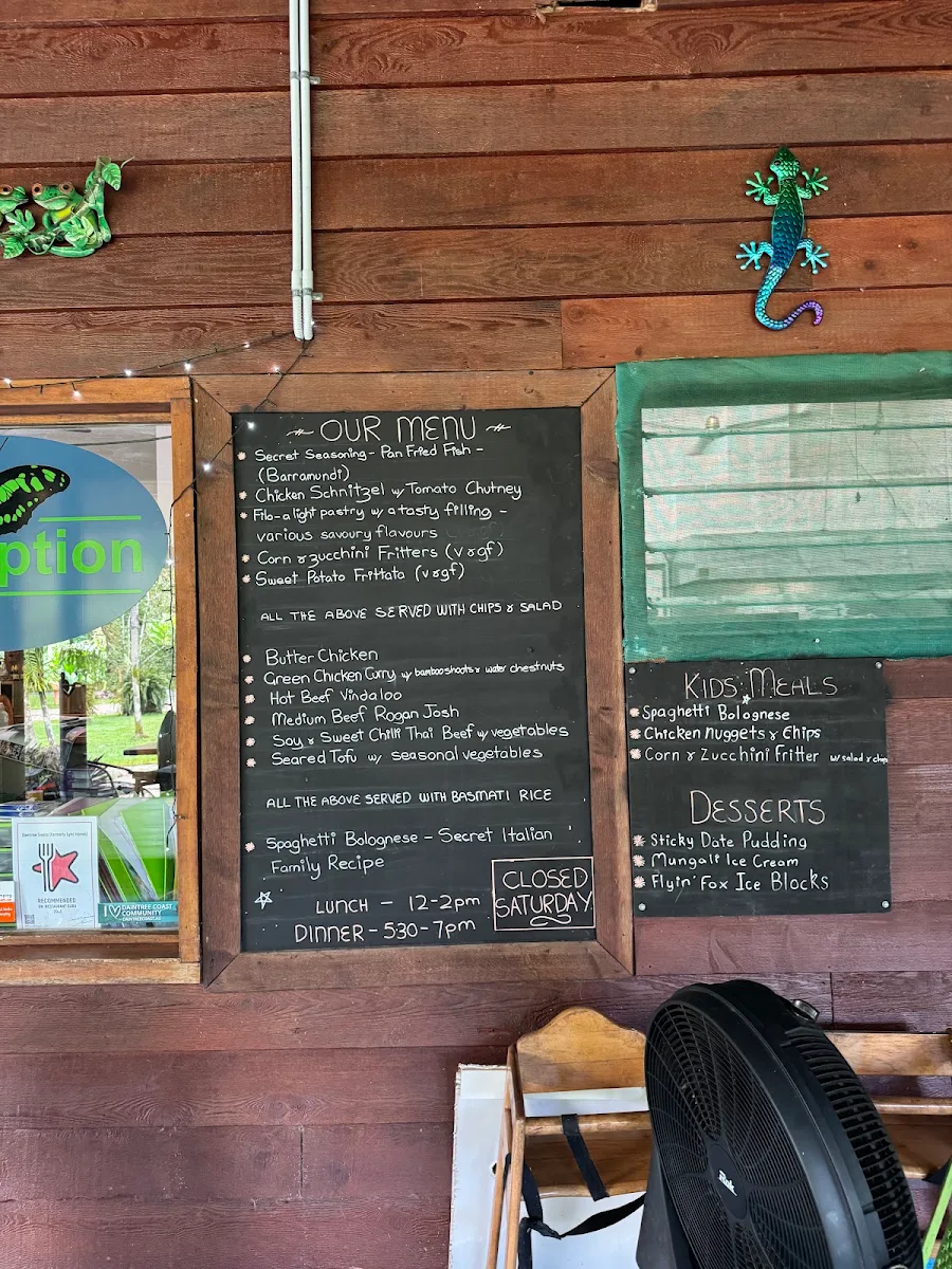 Menu, Daintree Siesta Restaurant