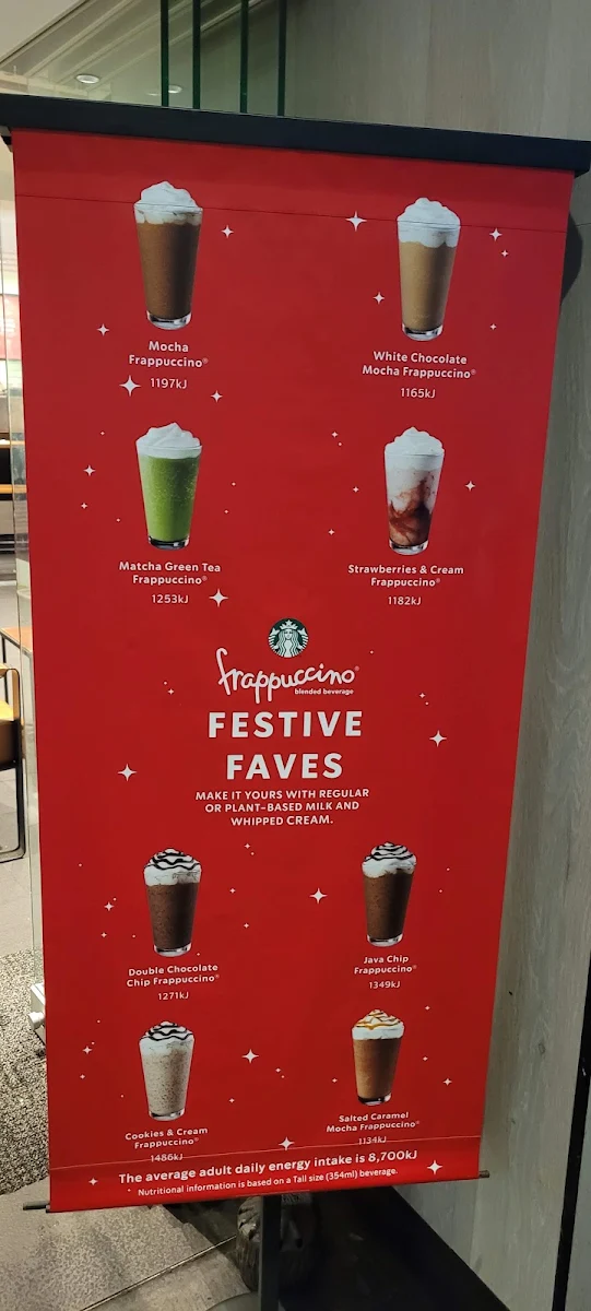 Menu, Starbucks Cavill Ave