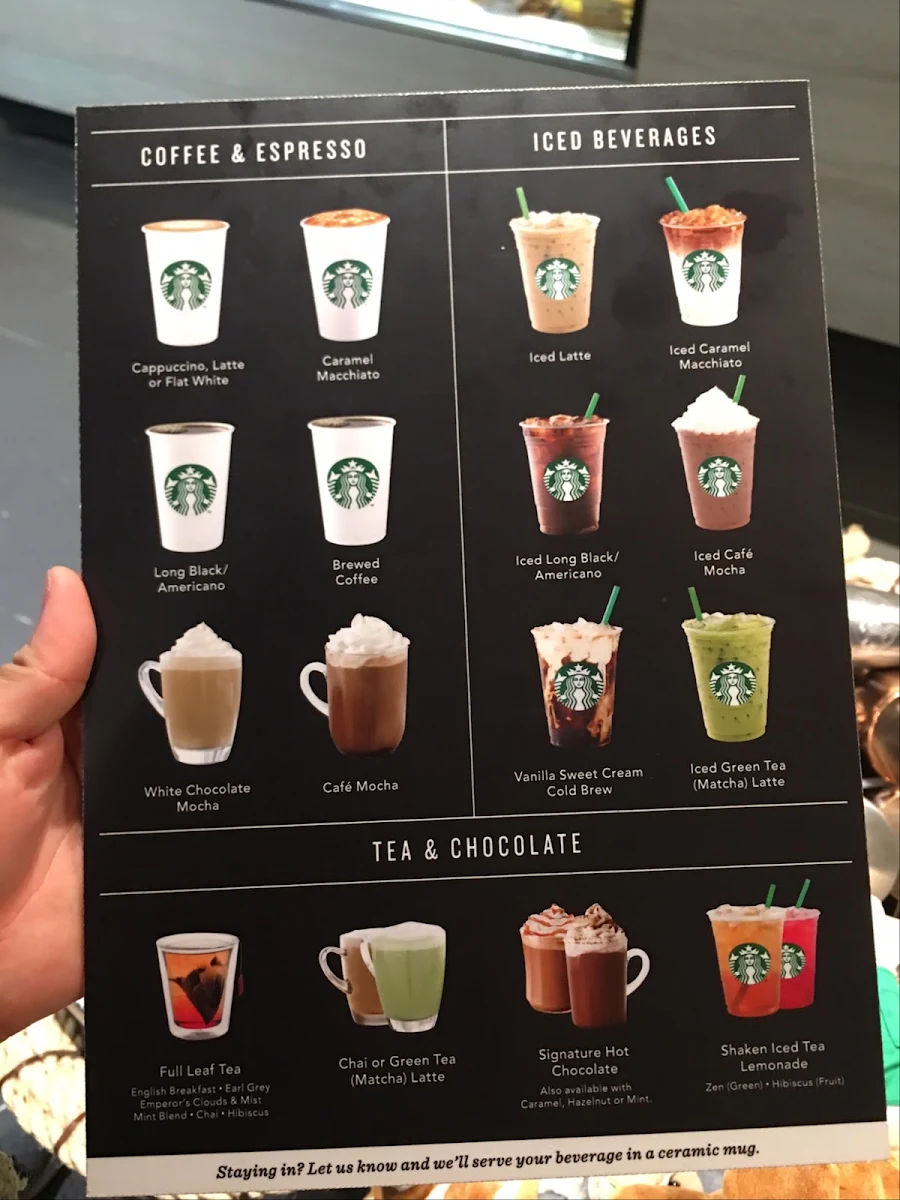 Menu, Starbucks Cavill Ave