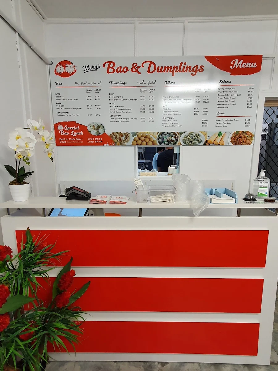 Menu, Mary's bao and dumplings (Pimlico)