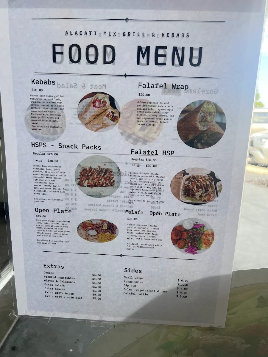 Menu, Alacati mix grill kebab