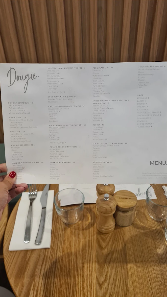 Menu, Cafe Dougie