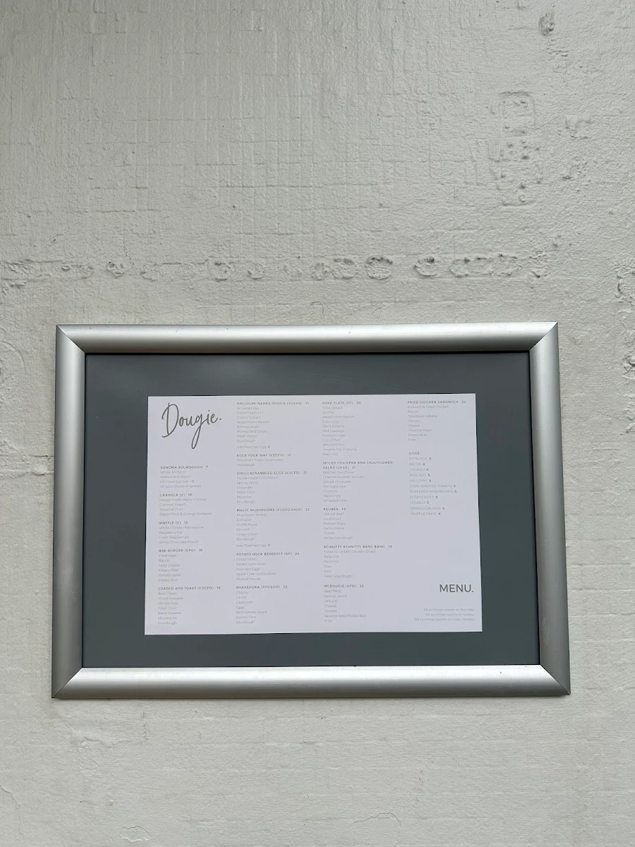 Menu, Cafe Dougie