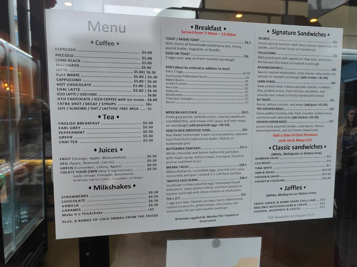 Menu, Toast Sandwich Bar