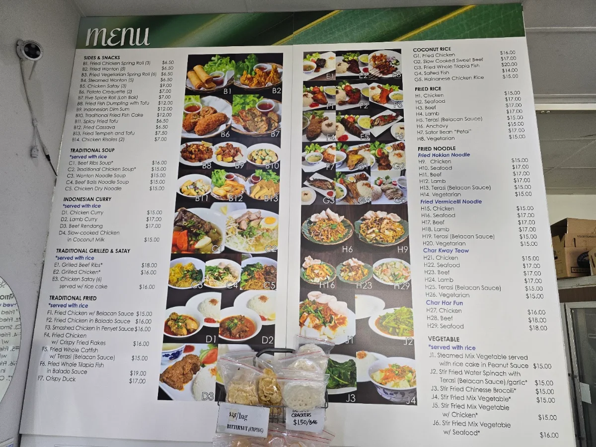 Menu, Pondok Daun Restaurant