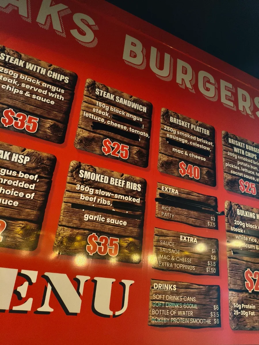Menu, Armys BBQ