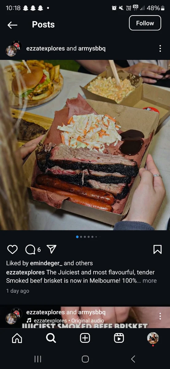 Menu, Armys BBQ