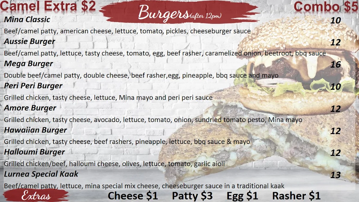 Menu, Mina 1 Bakery Bros