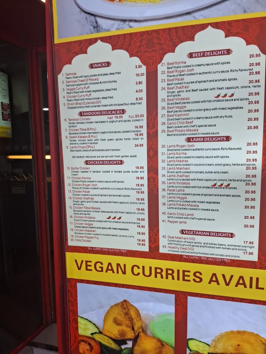 Menu, Tandoori Zone - Cheltenham