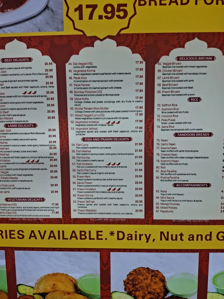 Menu, Tandoori Zone - Cheltenham