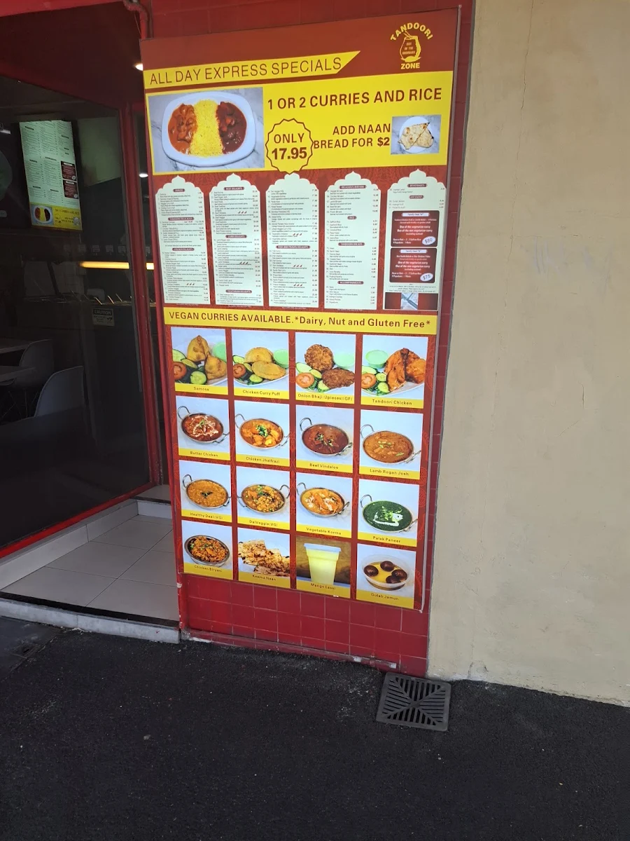 Menu, Tandoori Zone - Cheltenham