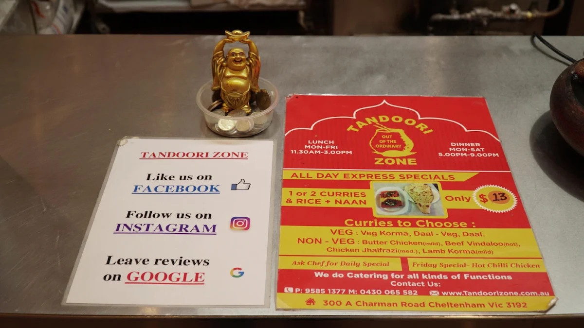 Menu, Tandoori Zone - Cheltenham