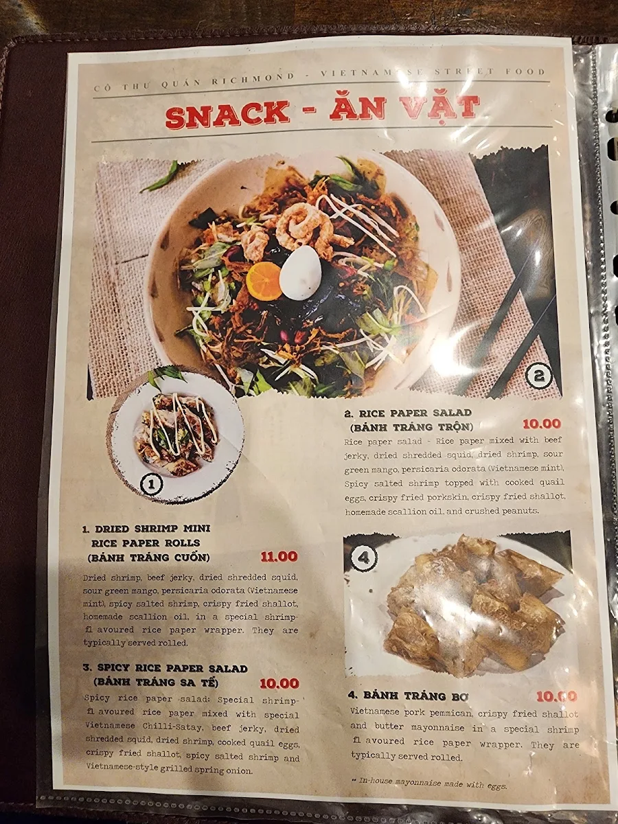 Menu, Co Thu Quan Springvale