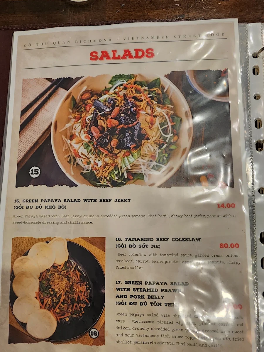 Menu, Co Thu Quan Springvale